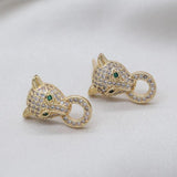 Korea Jewelry 14K Zircon Leopard Earrings Women's Party Accessories