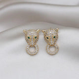 Korea Jewelry 14K Zircon Leopard Earrings Women's Party Accessories