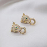 Korea Jewelry 14K Zircon Leopard Earrings Women's Party Accessories