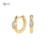 925 Silver Crystal Hoop Earrings Colorful Circle Huggie Girls Jewelry Gift