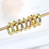 925 Silver Crystal Hoop Earrings Colorful Circle Huggie Girls Jewelry Gift