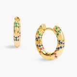 925 Silver Crystal Hoop Earrings Colorful Circle Huggie Girls Jewelry Gift