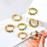925 Silver Crystal Hoop Earrings Colorful Circle Huggie Girls Jewelry Gift
