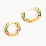925 Silver Crystal Hoop Earrings Colorful Circle Huggie Girls Jewelry Gift