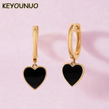 Enamel Heart Dangle Hoop Earrings for Women