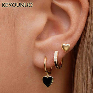 Enamel Heart Dangle Hoop Earrings for Women
