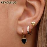 Enamel Heart Dangle Hoop Earrings for Women