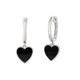 Enamel Heart Dangle Hoop Earrings for Women