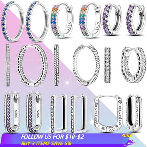 925 Silver Multi-zircon O-shaped Earrings for Women