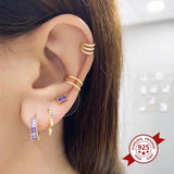 925 Silver Colorful Crystal Tiny Stud Earring Piercing Ohrringe