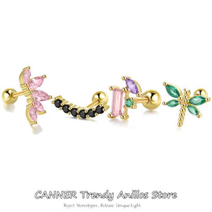 925 Silver CZ Cartilage Spiral Earring Studs
