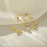 925 Silver CZ Cartilage Spiral Earring Studs