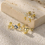 925 Silver CZ Cartilage Spiral Earring Studs