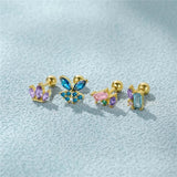 925 Silver CZ Cartilage Spiral Earring Studs
