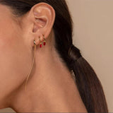925 Silver Rectangular Zircon Hoop Earrings White/Purple/Blue/Rose red
