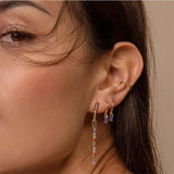 925 Silver Rectangular Zircon Hoop Earrings White/Purple/Blue/Rose red