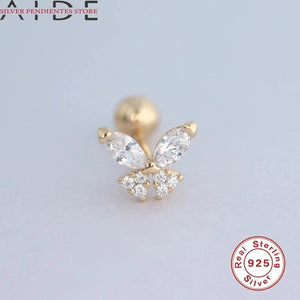 Silver Spiral Column Zircon Earrings for Women