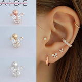 Silver Spiral Column Zircon Earrings for Women