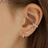 Silver Spiral Column Zircon Earrings for Women