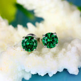 Aquamarine Stone Earrings 925 Sterling Silver Wedding Vintage Stud Earrings