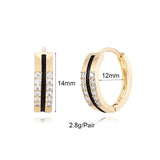 Enamel Hoop Earrings Set Zircon Clip Stud Earrings