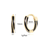 Enamel Hoop Earrings Set Zircon Clip Stud Earrings