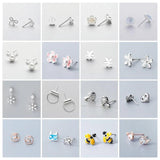 925 Silver Zircon Minimalist Stud Earrings Animal Jewelry
