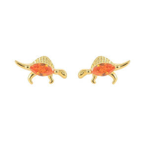 925 Silver Dino Stud Earrings Tiny Zircon Animal Ear Studs