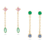 Pastel CZ Dangle Drop Earrings 925 Silver