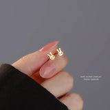 S999 Sterling Silver Rabbit Stud Earrings for Women