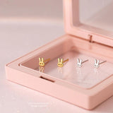 S999 Sterling Silver Rabbit Stud Earrings for Women