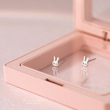 S999 Sterling Silver Rabbit Stud Earrings for Women