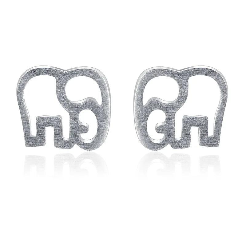 TrustDavis 925 Sterling Silver Elephant Stud Earrings