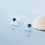 TrustDavis 925 Sterling Silver Elephant Stud Earrings