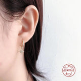 925 Silver Star & Moon Crystal Zircon Hoop Earrings