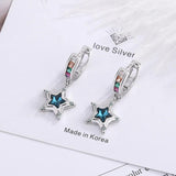 925 Silver Star Crystal Stud Earrings Women's Jewelry Accessory