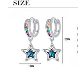 925 Silver Star Crystal Stud Earrings Women's Jewelry Accessory