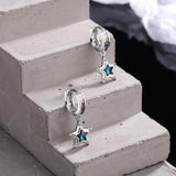 925 Silver Star Crystal Stud Earrings Women's Jewelry Accessory