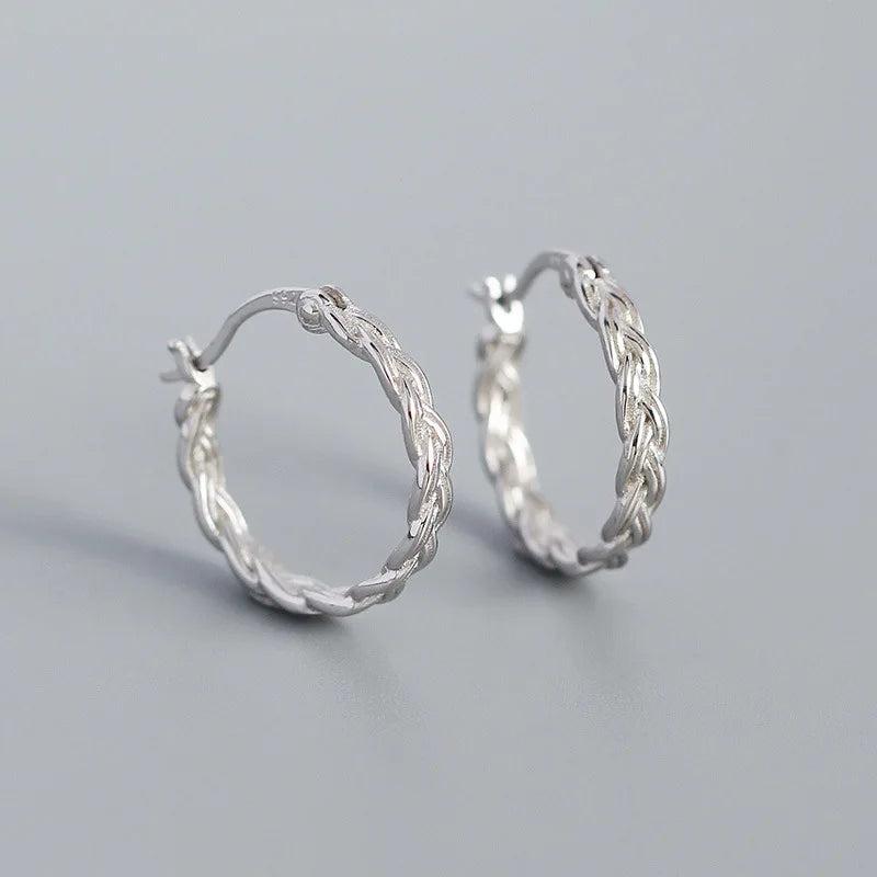 SHANICE Sterling Silver Retro Braided Chain Earrings
