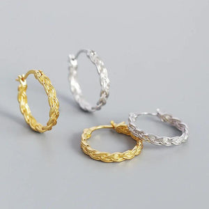 SHANICE Sterling Silver Retro Braided Chain Earrings