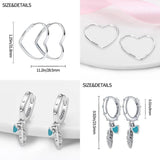 925 Silver Maple Leaf & Conch Stud Earrings Zircon Stars Hollow Jewelry
