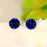 8mm Round Purple Amethyst Stone Earrings Sterling Silver