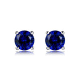 8mm Round Purple Amethyst Stone Earrings Sterling Silver