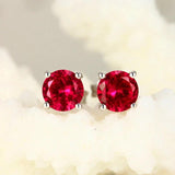 8mm Round Purple Amethyst Stone Earrings Sterling Silver