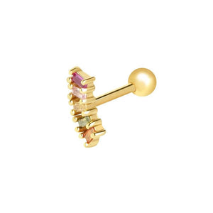 925 Silver Stud Earrings Women Green Clear Zircon Jewelry