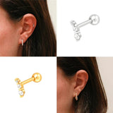 925 Silver Stud Earrings Women Green Clear Zircon Jewelry
