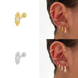 925 Silver Stud Earrings Women Green Clear Zircon Jewelry