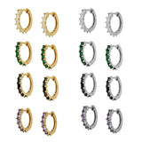 Crystal Hoop Earrings 925 Silver Zircon Circle Earrings