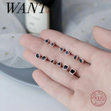 Geometric Zircon Stud Earrings 925 Sterling Silver