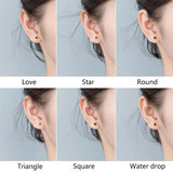 Geometric Zircon Stud Earrings 925 Sterling Silver